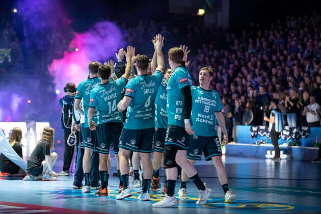 SG Flensburg-Handewitt vs RK Celje Pivovarna Lasko, Handball, EHF Champions League Gruppenphase, 26.02.20; Flensburg Einlauf SG Copyright: xBEAUTIFULxSPORTS MarioxM.xKobergx
