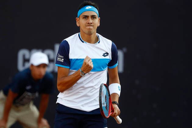 Tenis, Chile Dove MenCare Open ATP, Tennis Herren 250 de Santiago. El tenista Alejandro Tabilo de Chile celebra el punto durante el ATP 250 Chile Dove MenCare Open Santiago, Chile. 26 02 2020 Felipe Zanca Photosport ATP 250 de Santiago 2020, Alejandro Tabilo vs Casper Ruud