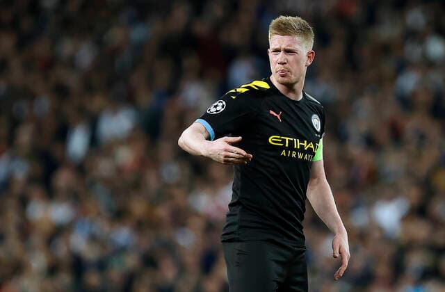 Kevin De Bruyne of Manchester City during UEFA Champions League match, round of 16 first leg between Real Madrid and Manchester City at Santiago Bernabeu Stadium in Madrid, Spain. February Wednesday 26, 2020. (20190121066)
