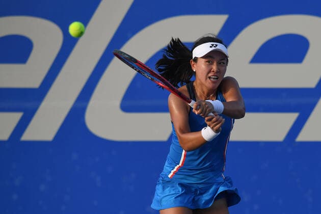 (200227) -- ACAPULCO, Feb. 27, 2020 -- Zhu Lin of China hits a return during the women s singles second round match between Zhu Lin of China and Katie Boulter of Britain at the 2020 WTA, Tennis Damen Mexican Open tennis tournament in Acapulco, Mexico, Feb. 26, 2020. ) (SP)MEXICO-ACAPULCO-TENNIS-WTA-MEXICAN OPEN-DAY 3 XinxYuewei 