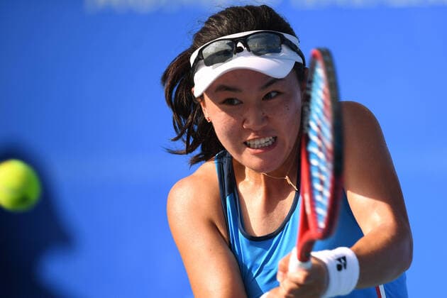 (200227) -- ACAPULCO, Feb. 27, 2020 -- Zhu Lin of China hits a return during the women s singles second round match between Zhu Lin of China and Katie Boulter of Britain at the 2020 WTA, Tennis Damen Mexican Open tennis tournament in Acapulco, Mexico, Feb. 26, 2020. ) (SP)MEXICO-ACAPULCO-TENNIS-WTA-MEXICAN OPEN-DAY 3 XinxYuewei 
