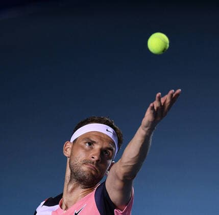 (200227) -- ACAPULCO, Feb. 27, 2020 -- Grigor Dimitrov of Bulgaria serves during the men s singles second round match between Grigor Dimitrov of Bulgaria and Adrian Mannarino of France at the 2020 ATP, Tennis Herren Mexican Open tennis tournament in Acapulco, Mexico, Feb. 26, 2020. ) (SP)MEXICO-ACAPULCO-TENNIS-ATP-MEXICAN OPEN XinxYuewei 