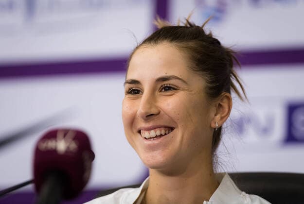 February 26, 2020, Doha, QATAR: Belinda Bencic of Switzerland talks to the media after winning her her third-round match at the 2020 Qatar Total Open WTA, Tennis Damen Premier 5 tennis tournament against Yulia Putintseva of Kazakhstan 2020 Qatar Total Open, Tennis, Doha, Qatar, Feb 26 - ZUMAa181 20200226_zaa_a181_219 Copyright: xRobxPrangex