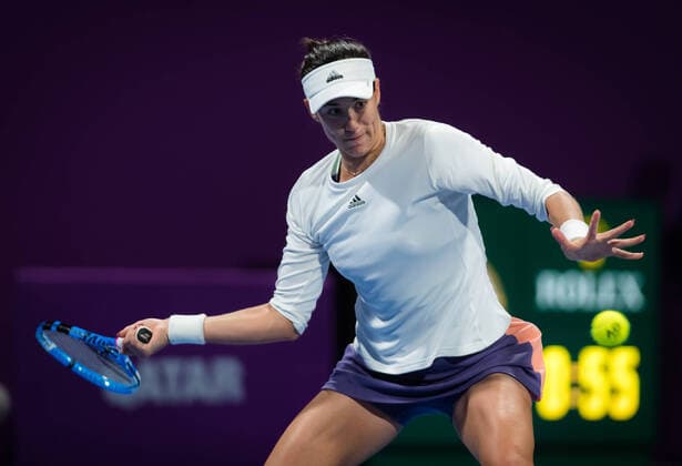 February 26, 2020, Doha, QATAR: Garbine Muguruza of Spain in action during her third-round match at the 2020 Qatar Total Open WTA, Tennis Damen Premier 5 tennis tournament against Garbine Muguruza of Spain 2020 Qatar Total Open, Tennis, Doha, Qatar, Feb 26 - ZUMAa181 20200226_zaa_a181_223 Copyright: xRobxPrangex