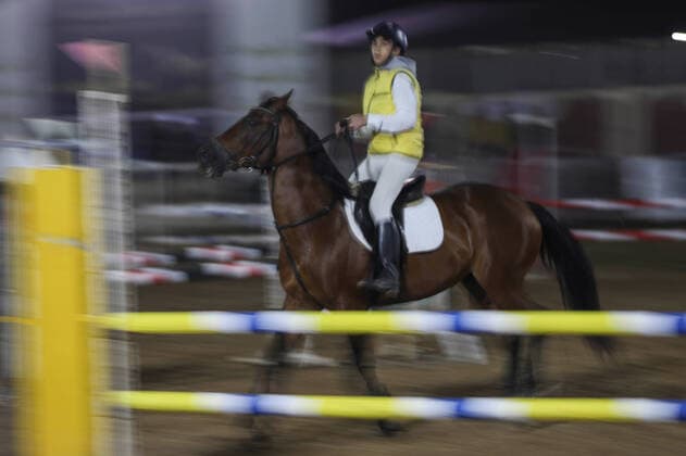 February 27, 2020, Gaza City, Gaza Strip, Palestinian Territory: A Palestinian horse rider on his horse jumps over a barrier during the first championship in jump barriers for the year 2020, on February 27, 2020 Middle East News - February 27, 2020 - ZUMAap3_ 97337369st Copyright: xMahmoudxAjjourx