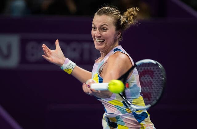 February 27, 2020, Doha, Qatar: Petra Kvitova of the Czech Republic in action during her quarter-final match at the 2020 Qatar Total Open WTA, Tennis Damen Premier 5 tennis tournament against Ons Jabeur of Tunisia Tennis 2020: Qatar Total Open - ZUMAa181 20200227_zaa_a181_117 Copyright: xRobxPrangex