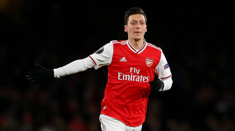 ArsenalÕs Mesut Ozil during the UEFA Europa League match at the Emirates Stadium, London. Picture date: 27th February 2020. Picture credit should read: Paul Terry Sportimage EDITORIAL USE ONLY. No use with unauthorised audio, video, data, fixture lists, club league logos or live services. Online in-match use limited to 120 images, no video emulation. No use in betting, games or single club league player publications. SPI-0518-0078