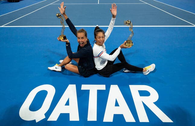 WTA, Tennis Damen Qatar TOTAL Open 2020 Doha Su-Wei Hsieh (TPE) and Barbora Strycoa (CZE) WTA Qatar TOTAL Open 2020
