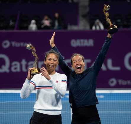 WTA, Tennis Damen Qatar TOTAL Open 2020 Doha Su-Wei Hsieh (TPE) and Barbora Strycoa (CZE) WTA Qatar TOTAL Open 2020
