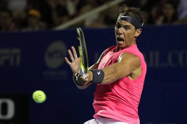 Sport Bilder des Tages Spanish tennis player Rafael Nadal returns a ball against the Bulgarian Grigor Dimitrov, during a game of the Mexican Tennis Open held in Acapulco, Guerrero state, Mexico, 28 February 2020. Mexican Tennis Open in Acapulco !ACHTUNG: NUR REDAKTIONELLE NUTZUNG!  Copyright: xDavidxGuzmánx MEX6568 20200229-637185569575857823