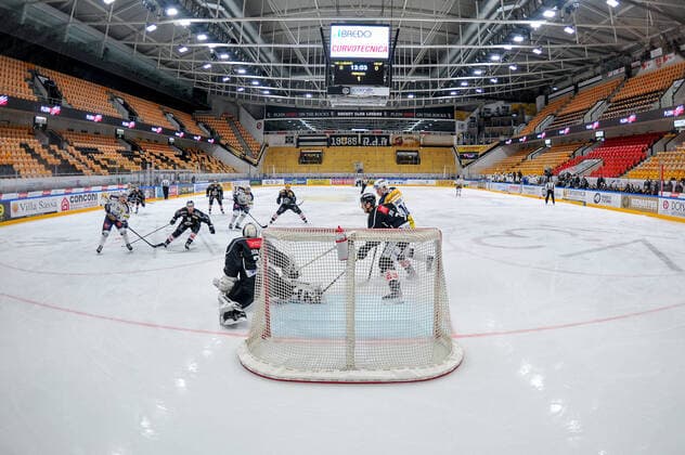 29.02.2020, Lugano, Corner Arena, Ice hockey, Eishockey NL: HC Lugano - HC Ambri-Piotta, Game played with closed doors Lugano Corner Arena Tessin Switzerland Copyright: xJustPictures.ch AndreaxBrancax
