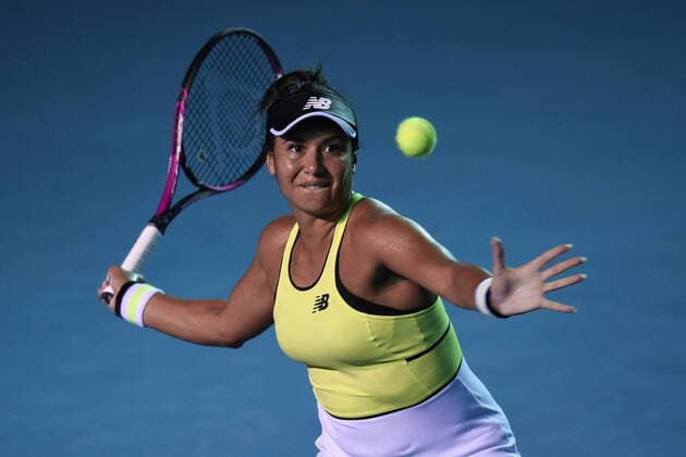 (200301) -- ACAPULCO, March 1, 2020 -- Heather Watson of Britain hits a return during the women s singles final match between Heather Watson of Britain and Leylah Fernandez of Canada at the 2020 WTA, Tennis Damen Mexican Open tennis tournament in Acapulco, Mexico, Feb. 29, 2020. ) (SP)MEXICO-ACAPULCO-TENNIS-WTA-MEXICAN OPEN-FINALS XinxYuewei 