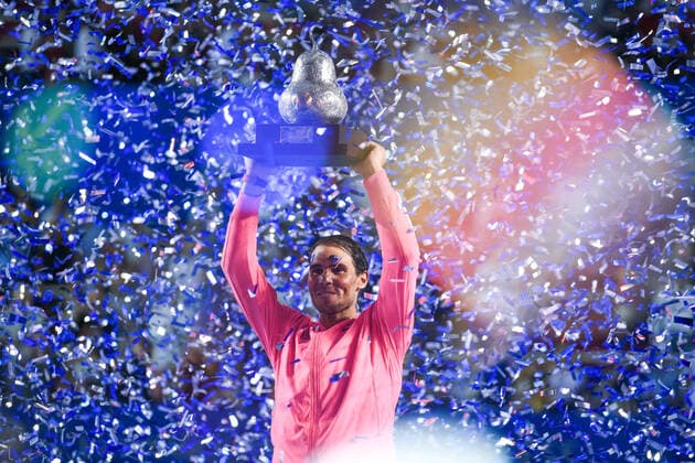 Bilder des Jahres 2020, Sport 03 März Sport Bilder des Tages (200301) -- ACAPULCO, March 1, 2020 -- Rafael Nadal of Spain poses with his trophy during the awarding ceremony after winning the men s singles final match between Rafael Nadal of Spain and Taylor Fritz of the United States at the 2020 ATP, Tennis Herren Mexican Open tennis tournament in Acapulco, Mexico, Feb. 29, 2020. ) (SP)MEXICO-ACAPULCO-TENNIS-ATP-MEXICAN OPEN-FINALS XinxYuewei 