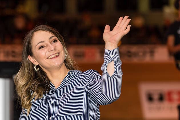 Sport Themen der Woche KW09 Sport Bilder des Tages 01.03.2020, Berlin, Berlin: 2020 Track cycling, Rad, Radsport, Bahnrad, Bahn World Championships: Die im Juni 2018 verünglückte Bahnradsprinterin Kristina Vogel - mehrfache Olympiasiegerin, Welt-, Europa- und Deutsche Meisterin - bekommt vom Präsidenten des Rad-Weltsportverbandes (UCI), David Lappartient, die UCI-Merit überreicht. UCI Merit ist die höchste Auszeichnung der UCI. 2020 Track Cycling World Championships Berlin Copyright: xEibner-Pressefotox EP_Ham