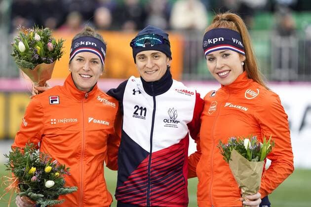 01-03-2020 SCHAATSEN: ISU WK ALLROUND & SPRINT: HAMAR L-R Ireen Wust, Martina Sablikova CZE and Antoinette de Jong during ISU World Championships Allround & Sprint on March 1 2020 in Vikingskipet in Hamar, Norway Photo by SCS Sander Chamid World Championships Allround and sprint xVIxANPxSportx xSoenarxChamidxsportfotografiexIVx 407577116