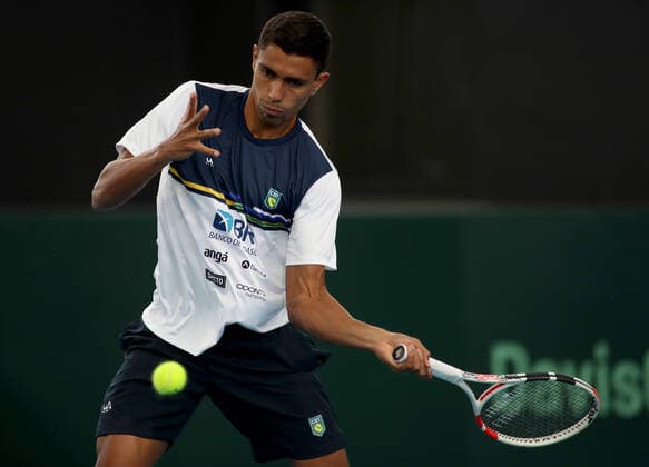 TENNIS DAVIS CUP PREVIEW ADELAIDE, Thiago Monteiro of Brazil during a Davis Cup preview media opportunity at Memorial Drive Tennis Centre in Adelaide, Tuesday, March 3, 2020. ( NO ARCHIVING, EDITORIAL USE ONLY, NO USE IN BOOKS WITHOUT CONSENT ADELAIDE SA AUSTRALIA  Copyright: xKELLYxBARNESx 20200303001453231483