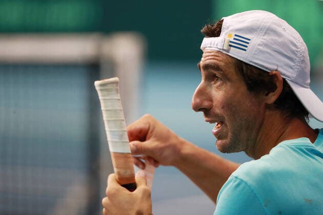 TENNIS - Davis Cup, AUT vs URU PREMSTAETTEN,AUSTRIA,03.MAR.20 - TENNIS - ITF Davis Cup, Austria vs Uruguay, preview, training Team URU. Image shows Pablo Cuevas (URU). GEPAxpictures xAndreasxPranter