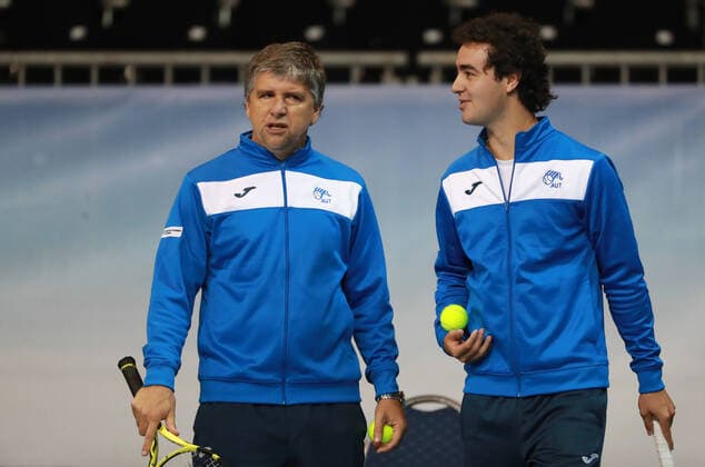 TENNIS - Davis Cup, AUT vs URU PREMSTAETTEN,AUSTRIA,03.MAR.20 - TENNIS - ITF Davis Cup, Austria vs Uruguay, preview, training Team URU. Image shows Enrique Perez Cassarino and Joaquin Rodriguez (URU). GEPAxpictures xAndreasxPranter