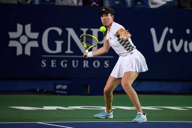 British Johanna Konta pictured in action during a game between Belgian Kim Clijsters and British Johanna Konta in the women s singles first round of the WTA, Tennis Damen Monterrey tennis tournament in Monterrey, Mexico, Tuesday 03 March 2020. The tournament is taking place from 2 to 8 March. YORICKxJANSENS  x2484284x