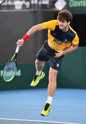 TENNIS DAVIS CUP TRAINING, Brazilian tennis player Thiago Seyboth Wild is seen during practice ahead of the Davis Cup qualifier between Australia and Brazil in Adelaide. Wednesday, March 4, 2020. ( NO ARCHIVING, EDITORIAL USE ONLY, NO USE IN BOOKS WITHOUT CONSENT ADELAIDE SA AUSTRALIA  Copyright: xDAVIDxMARIUZx 20200304001453495372