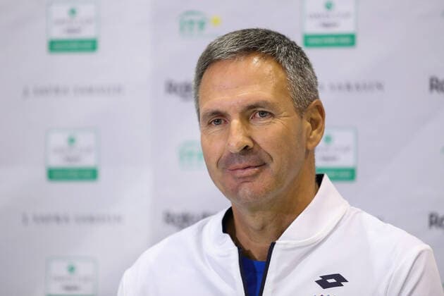 Davis Cup - Croatia press conference, PK, Pressekonferenz Croatian coach Vedran Martic speak to the media during a press conference during the Davis Cup Qualifiers between Croatia and India in Zagreb, Croatia, on March 03, 2020. LukaxStanzl PIXSELL