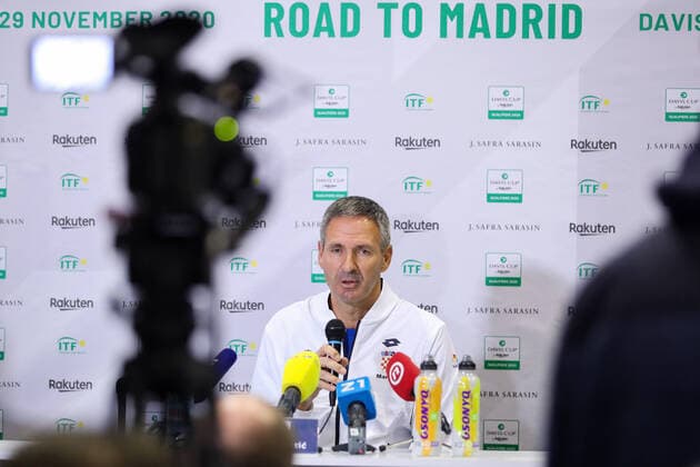 Davis Cup - Croatia press conference, PK, Pressekonferenz Croatian coach Vedran Martic speak to the media during a press conference during the Davis Cup Qualifiers between Croatia and India in Zagreb, Croatia, on March 03, 2020. LukaxStanzl PIXSELL