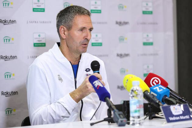 Davis Cup - Croatia press conference, PK, Pressekonferenz Croatian coach Vedran Martic speak to the media during a press conference during the Davis Cup Qualifiers between Croatia and India in Zagreb, Croatia, on March 03, 2020. LukaxStanzl PIXSELL