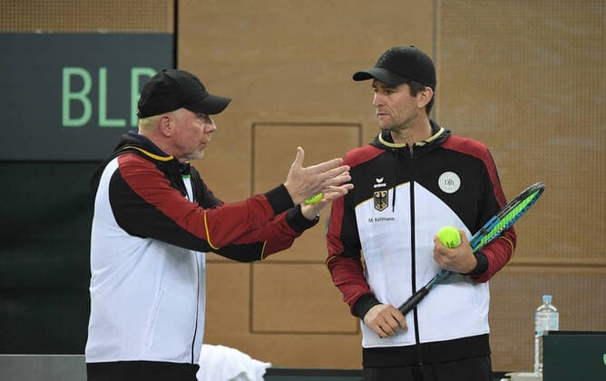 Davis Cup Qualifiers 2020 Germany - Belarus German Team: Boris Becker , Germany and Michael Kohlmann , Germany