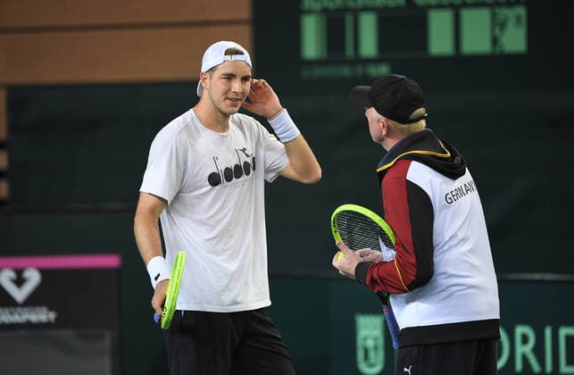 Davis Cup Qualifiers 2020 Germany - Belarus German Team: Jan -Lennard Struff , Germany and Boris Becker ,
