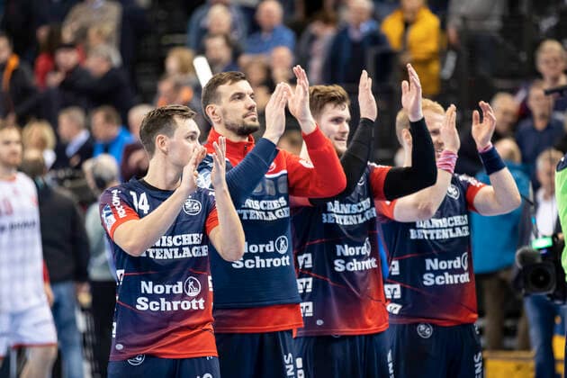 SG Flensburg-Handewitt vs MT Melsungen, LIQUI-MOLY Handball Bundesliga, 04.03.20; Flensburg Jubel nach Sieg Copyright: xBEAUTIFULxSPORTS MarioxM.xKobergx