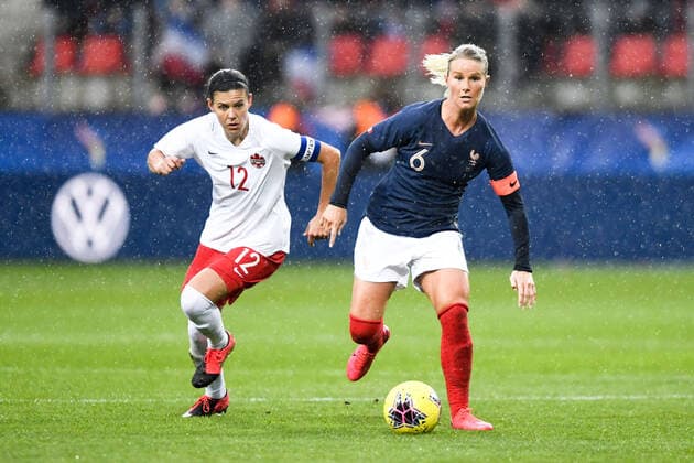 06 AMANDINE HENRY (FRA) - Christine Sinclair (can) FOOTBALL FEMININ : France vs Canada - Tournoi de France - 04 03 2020 AnthonyBIBARD FEP Panoramic 