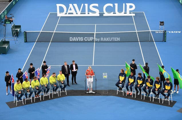 Sport Bilder des Tages TENNIS DAVIS CUP DRAW, Players are seen during the official draw of the Davis Cup teams ahead of the Davis Cup qualifier between Australia and Brazil in Adelaide. Thursday, March 5, 2020. ( NO ARCHIVING, EDITORIAL USE ONLY, NO USE IN BOOKS WITHOUT CONSENT ADELAIDE SA AUSTRALIA  Copyright: xDAVIDxMARIUZx 20200305001453709800
