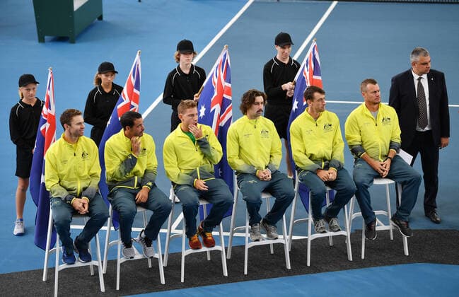 TENNIS DAVIS CUP DRAW, The Australian Davis Cup Squad is seen during the official draw of the Davis Cup teams ahead of the Davis Cup qualifier between Australia and Brazil in Adelaide. Thursday, March 5, 2020. ( NO ARCHIVING, EDITORIAL USE ONLY, NO USE IN BOOKS WITHOUT CONSENT ADELAIDE SA AUSTRALIA  Copyright: xDAVIDxMARIUZx 20200305001453726266