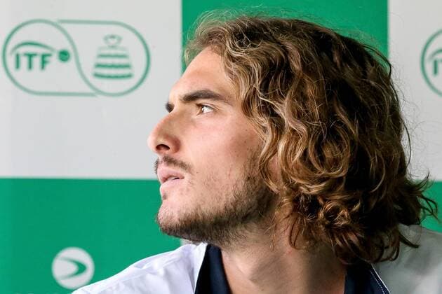 (200305) -- MANILA, March 5, 2020 (Xinhua) -- Stefanos Tsitsipas of Greece reacts during a press conference, PK, Pressekonferenz ahead of the Davis Cup World Group II match between the Philippines and Grecce in Manila, the Philippines on March 5, 2020. (Xinhua Rouelle Umali) (SP)PHILIPPINES-MANILA-TENNIS-DAVIS CUP-PRESS CONFERENCE 