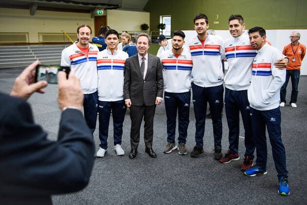 2020305 Team Chile line up for a photo ahead of the draw ceremony on March 5, 2020 in Stockholm. Copyright: ERIKxSIMANDER BB200305BB349