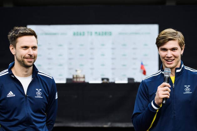2020305 Captain Robin Soderling and Carl Soderlund of Sweden ahead of the draw ceremony on March 5, 2020 in Stockholm. Copyright: ERIKxSIMANDER BB200305BB364