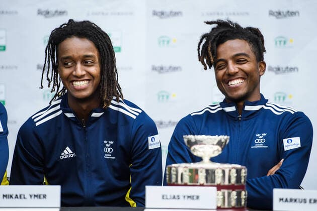 2020305 Mikael Ymer and Elias Ymer of Sweden during the press conference, PK, Pressekonferenz on March 5, 2020 in Stockholm. Copyright: ERIKxSIMANDER BB200305BB381
