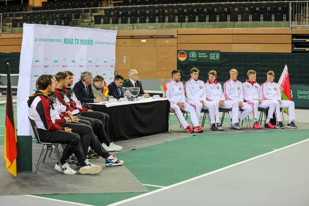 Team Deutschland und Weißrussland bei der Auslosung, Davis Cup Qualifikation 2020 - Deutschland vs. Weißrussland, Düsseldorf, 05.03.2020,