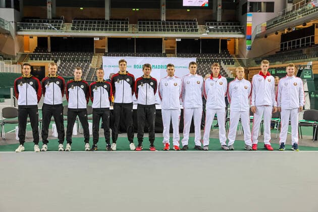 Sport Bilder des Tages Team Deutschland und Weißrussland nach der Auslosung, Davis Cup Qualifikation 2020 - Deutschland vs. Weißrussland, Düsseldorf, 05.03.2020,