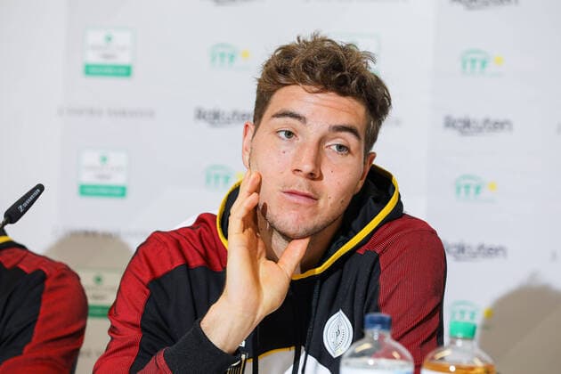 Jan-Lennard STRUFF (GER), PK nach der Auslosung, Davis Cup Qualifikation 2020 - Deutschland vs. Weißrussland, Düsseldorf, 05.03.2020,