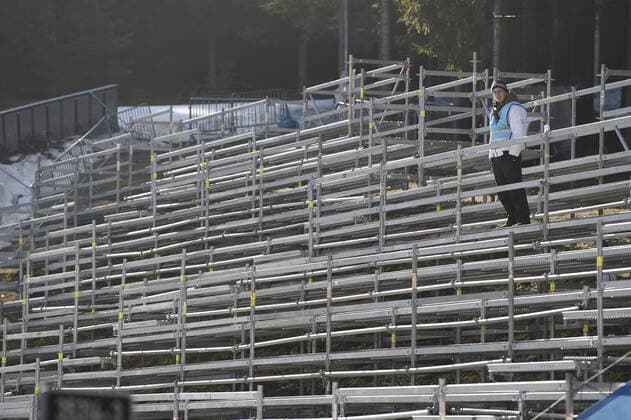 A part of the Vysocina Arena in Nove Mesto na Morave, South Moravia, Czech Republic, where the World Biathlon Cup will take place from March 5 to March 8, 2020, is seen on March 5, 2020. The cup will be held without the audience present in connection with the novel coronavirus outbreak. (CTKxPhoto JosefxVostarek) CTKPhotoP202003050666201 _JVO5576