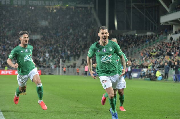 Joie de Thimothee Kolodziejczak (saint etienne) FOOTBALL : AS Saint Etienne vs Stade Rennais - Coupe de France - 1 2 finale - 05 03 2020 FredericChambert Panoramic 
