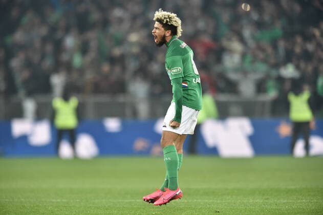 Joie de Mahdi Camara (saint etienne) FOOTBALL : AS Saint Etienne vs Stade Rennais - Coupe de France - 1 2 finale - 05 03 2020 FredericChambert Panoramic 