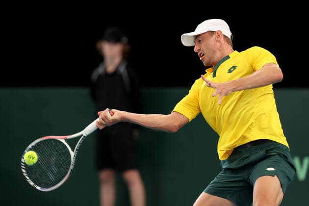 TENNIS DAVID CUP AUS BRAZIL, John Millman of Australia plays a shot against Thiago Seyboth Wild of Brazil in the Davis Cup Qualifier between Australia and Brazil, at the Memorial Drive Tennis Centre, Adelaide, Friday 6 March 2020. ( NO ARCHIVING, EDITORIAL USE ONLY, NO USE IN BOOKS WITHOUT CONSENT ADELAIDE SA AUSTRALIA  Copyright: xJAMESxELSBYx 20200306001453948089