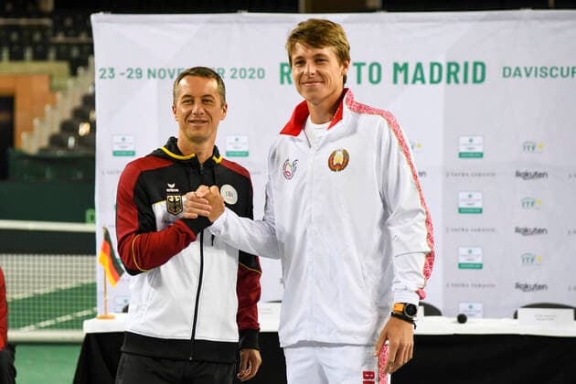 06.03.2020, GER, Davis Cup, Deutschland vs Weißrussland 06.03.2020, GER, Davis Cup, Deutschland vs Weißrussland , CASTELLO , Duesseldorf, im Bild picture shows 5. Spielpaarung v.l. Philipp Kohlschreiber GER vs Ilya Ivashka BLR