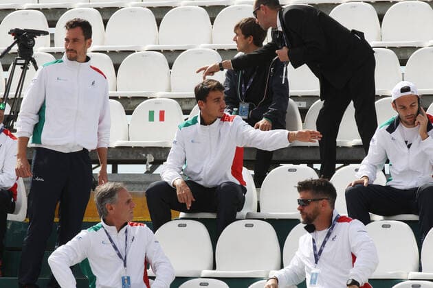 Tennis Cagliari, Davis Cup, Italy-Korea, the blues spaced on the stands of the center, March 6, 2019. Ph Felice Calabro (Felice Calabr? Fotogramma, Cagliari - 2020-03-06) p.s. la foto e utilizzabile nel rispetto del contesto in cui e stata scattata, e senza intento diffamatorio del decoro delle persone rappresentate  Copyright: xFelicexCalabr?x xFOTOGRAMMAx