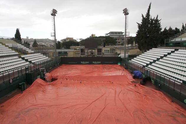 Photo LaPresse Tocco Alessandro March 6, 2020 Cagliari - Italy Tennis Davis Cup - Italy vs South Korea Fabio Fognini vs. Duckhee Lee In the pic closed doors due to coronavirus emergency  Copyright: xAlessandroxTocco LaPressex