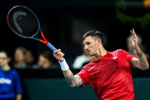 TENNIS - Davis Cup, AUT vs URU PREMSTAETTEN,AUSTRIA,06.MAR.20 - TENNIS - ITF Davis Cup, Austria vs Uruguay. Image shows Dennis Novak (AUT). GEPAxpictures xMaticxKlansek