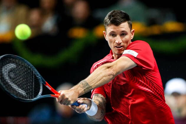 TENNIS - Davis Cup, AUT vs URU PREMSTAETTEN,AUSTRIA,06.MAR.20 - TENNIS - ITF Davis Cup, Austria vs Uruguay. Image shows Dennis Novak (AUT). GEPAxpictures xMaticxKlansek