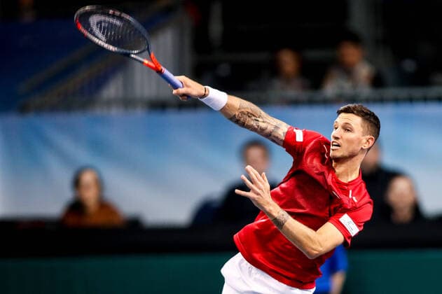 TENNIS - Davis Cup, AUT vs URU PREMSTAETTEN,AUSTRIA,06.MAR.20 - TENNIS - ITF Davis Cup, Austria vs Uruguay. Image shows Dennis Novak (AUT). GEPAxpictures xMaticxKlansek